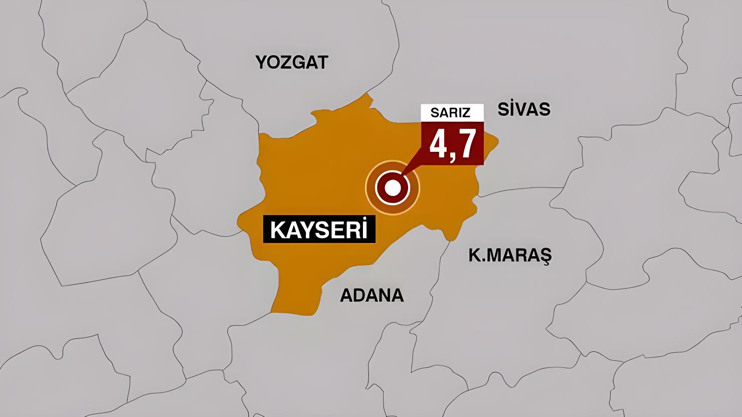 KAYSERİ'DE 4,7 ŞİDDETİNDE DEPREM