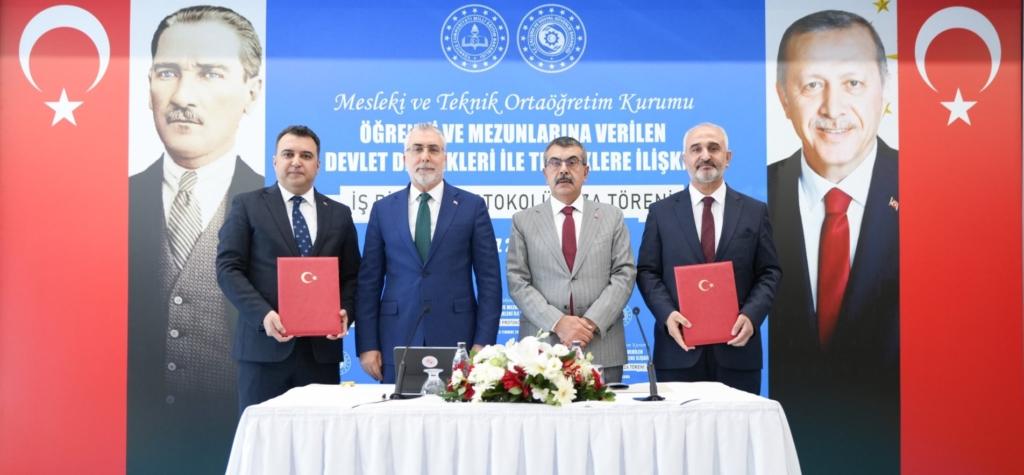 Mesleki ve Teknik ortaöğretim kurumu öğrenci ve mezunlarına devlet teşvikleri için protokol